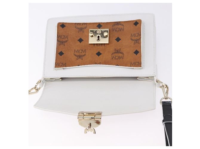 Borsa a tracolla MCM Vicetos in pelle marrone e oro Auth ka5518A - vista 10