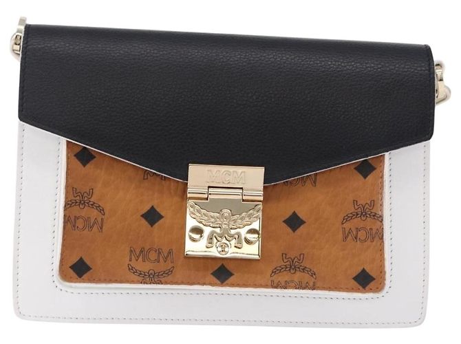 Borsa a tracolla MCM Vicetos in pelle marrone e oro Auth ka5518A - vista 13