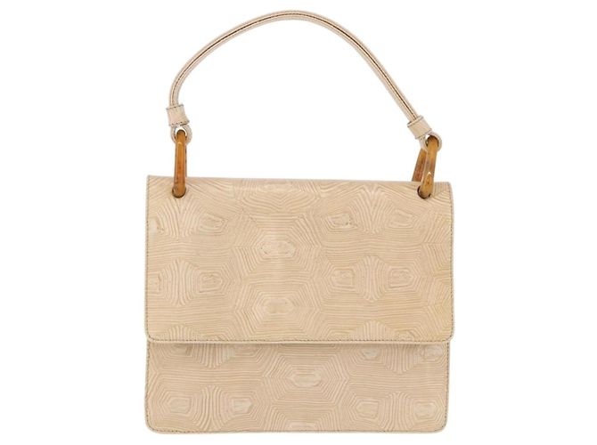 Borsa PRADA Tartaruga in pelle goffrata Ivory Silver Auth 192493A Argento Crudo - vista 13