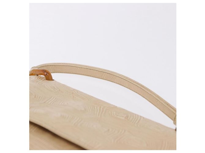 Borsa PRADA Tartaruga in pelle goffrata Ivory Silver Auth 192493A Argento Crudo - vista 14