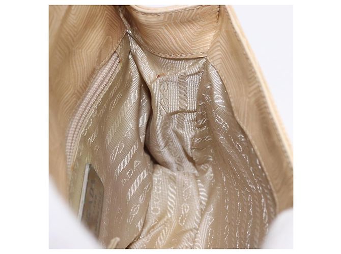 Borsa PRADA Tartaruga in pelle goffrata Ivory Silver Auth 192493A Argento Crudo - vista 19