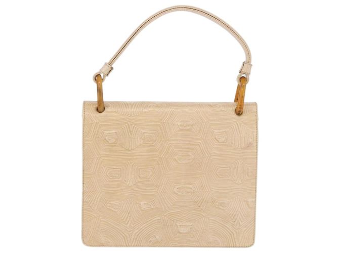 Borsa PRADA Tartaruga in pelle goffrata Ivory Silver Auth 192493A Argento Crudo - vista 2