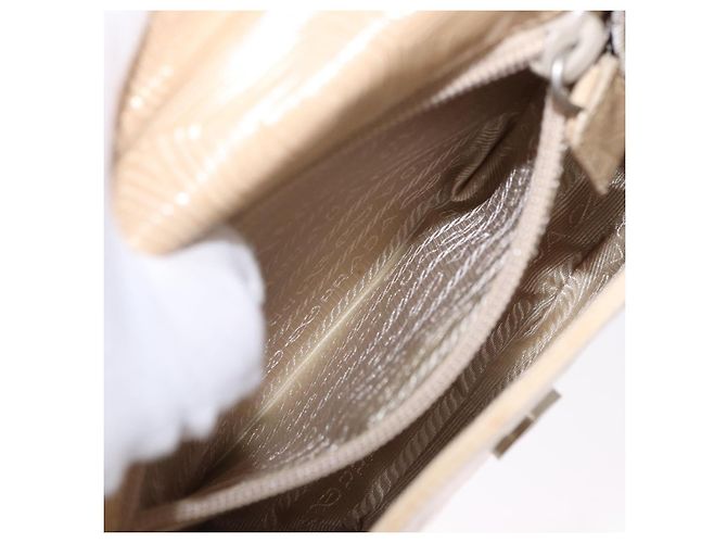 Borsa PRADA Tartaruga in pelle goffrata Ivory Silver Auth 192493A Argento Crudo - vista 22