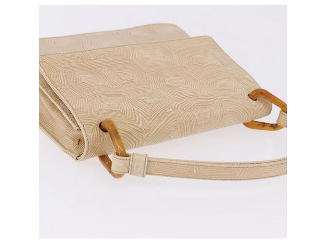 Borsa PRADA Tartaruga in pelle goffrata Ivory Silver Auth 192493A Argento Crudo - vista 6