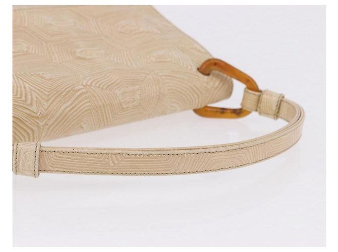 Borsa PRADA Tartaruga in pelle goffrata Ivory Silver Auth 192493A Argento Crudo - vista 7