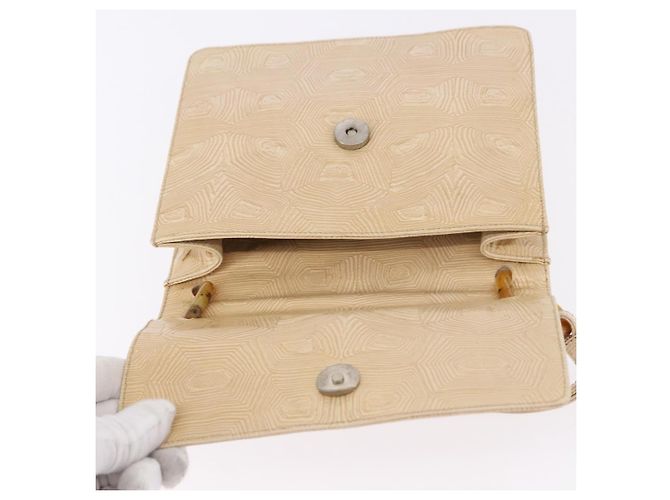 Borsa PRADA Tartaruga in pelle goffrata Ivory Silver Auth 192493A Argento Crudo - vista 9