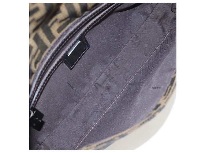 Borsa a Tracolla FENDI Zucca Canvas Mamma Baguette Marrone Nero Auth 192459M - vista 10