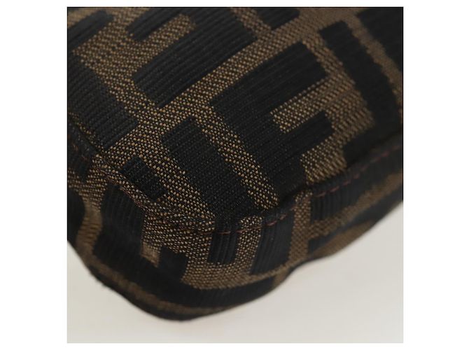 Borsa a Tracolla FENDI Zucca Canvas Mamma Baguette Marrone Nero Auth 192459M - vista 17