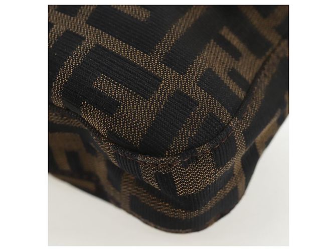 Borsa a Tracolla FENDI Zucca Canvas Mamma Baguette Marrone Nero Auth 192459M - vista 18