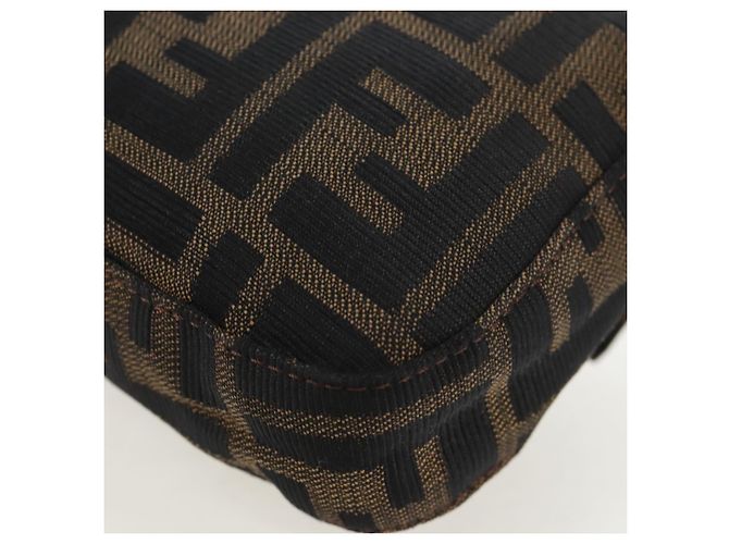 Borsa a Tracolla FENDI Zucca Canvas Mamma Baguette Marrone Nero Auth 192459M - vista 20