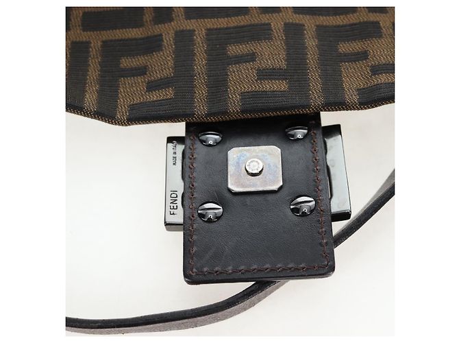 Borsa a Tracolla FENDI Zucca Canvas Mamma Baguette Marrone Nero Auth 192459M - vista 23