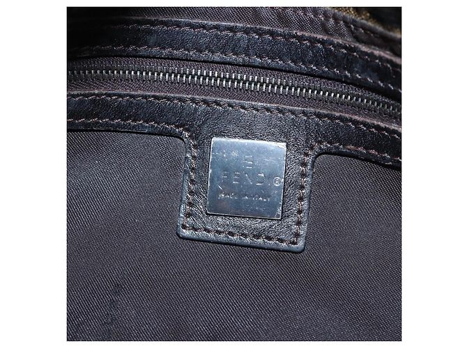 Borsa a Tracolla FENDI Zucca Canvas Mamma Baguette Marrone Nero Auth 192459M - vista 24