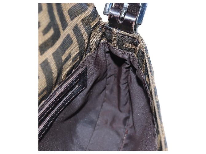 Borsa a Tracolla FENDI Zucca Canvas Mamma Baguette Marrone Nero Auth 192459M - vista 25