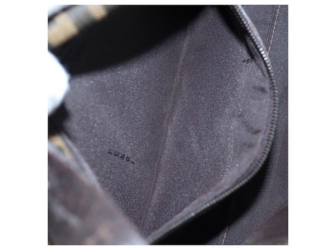 Borsa a Tracolla FENDI Zucca Canvas Mamma Baguette Marrone Nero Auth 192459M - vista 28