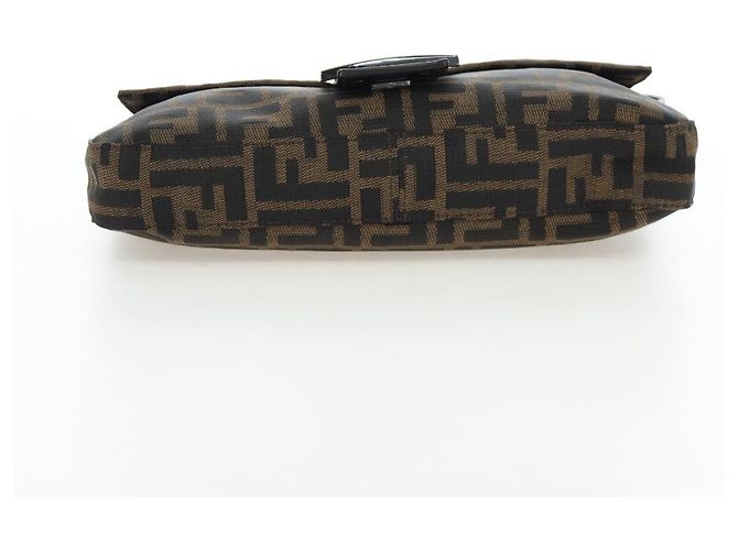 Borsa a Tracolla FENDI Zucca Canvas Mamma Baguette Marrone Nero Auth 192459M - vista 5