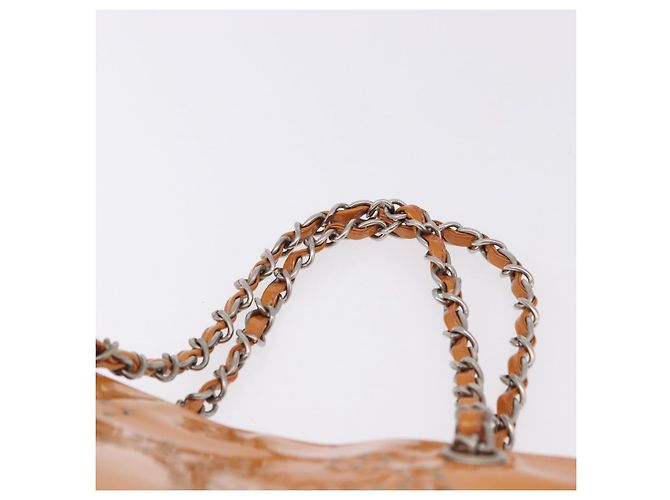 CHANEL Chain Tote Bag Lackleder Orange Silver CC Auth gh2250 Silber - Ansicht 14