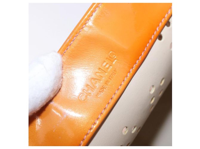 CHANEL Chain Tote Bag Lackleder Orange Silver CC Auth gh2250 Silber - Ansicht 18