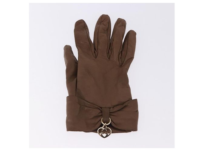 GUCCI Handschuhe Leder Braun Auth 191970V - Ansicht 10