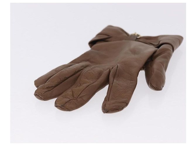 GUCCI Handschuhe Leder Braun Auth 191970V - Ansicht 14