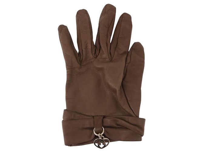 GUCCI Handschuhe Leder Braun Auth 191970V - Ansicht 2