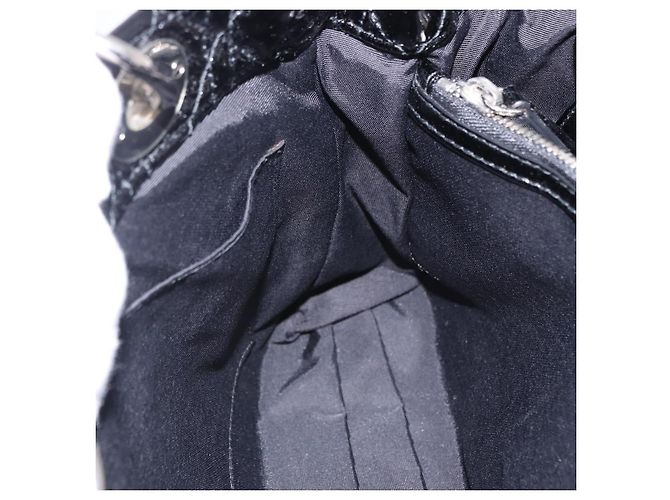 Borsa a catena Lady Dior Christian Dior in pelle verniciata nera e argento Auth BA14101V Nero - vista 23