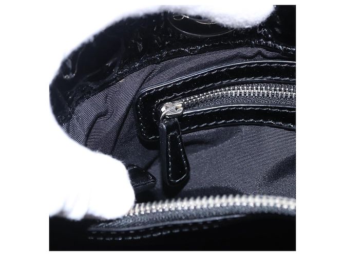 Borsa a catena Lady Dior Christian Dior in pelle verniciata nera e argento Auth BA14101V Nero - vista 24