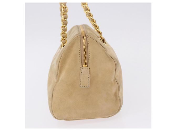 Borsa a mano PRADA Suede Beige Gold Auth 194377A D'oro - vista 3