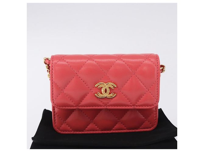 Borsa a tracolla CHANEL Mini Matelasse 12 in pelle Pink Gold CC Auth 193927M Rosa D'oro - vista 12