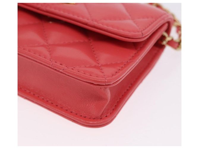 Borsa a tracolla CHANEL Mini Matelasse 12 in pelle Pink Gold CC Auth 193927M Rosa D'oro - vista 14