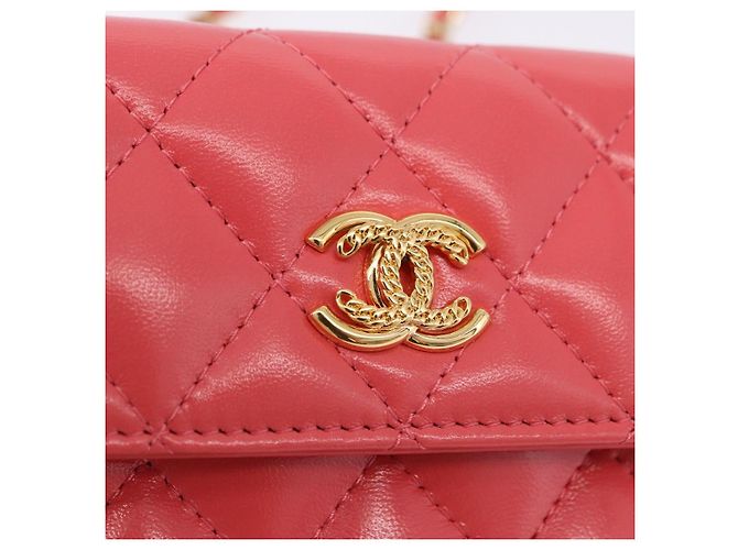 Borsa a tracolla CHANEL Mini Matelasse 12 in pelle Pink Gold CC Auth 193927M Rosa D'oro - vista 17