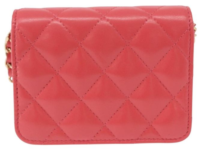 Borsa a tracolla CHANEL Mini Matelasse 12 in pelle Pink Gold CC Auth 193927M Rosa D'oro - vista 2