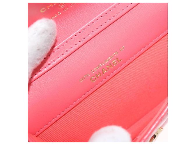 Borsa a tracolla CHANEL Mini Matelasse 12 in pelle Pink Gold CC Auth 193927M Rosa D'oro - vista 20