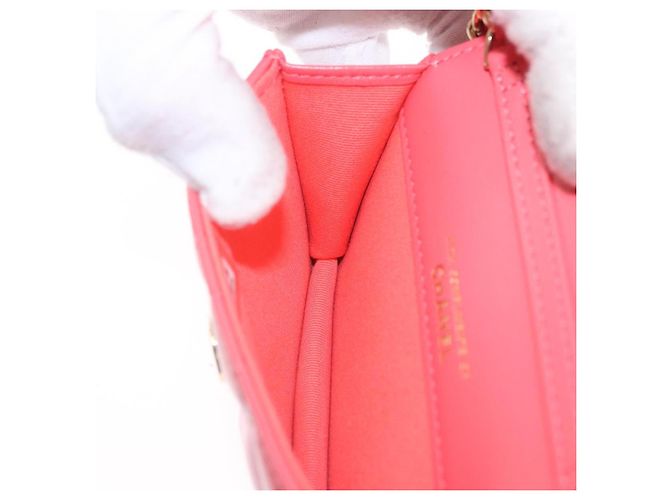 Borsa a tracolla CHANEL Mini Matelasse 12 in pelle Pink Gold CC Auth 193927M Rosa D'oro - vista 22