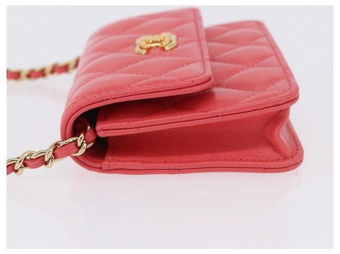 Borsa a tracolla CHANEL Mini Matelasse 12 in pelle Pink Gold CC Auth 193927M Rosa D'oro - vista 4