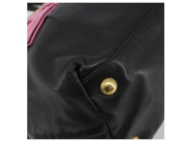 Borsa a mano PRADA Ribbon in pelle 2way Nero Oro Auth 193358A D'oro - vista 16