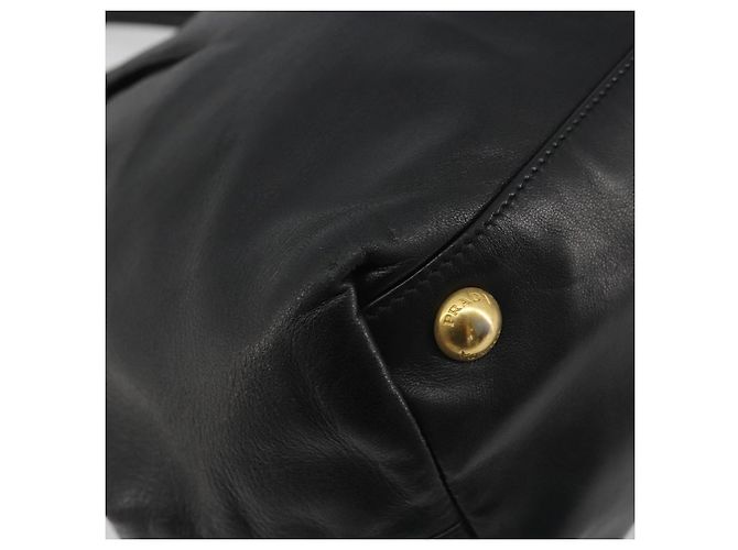 Borsa a mano PRADA Ribbon in pelle 2way Nero Oro Auth 193358A D'oro - vista 18
