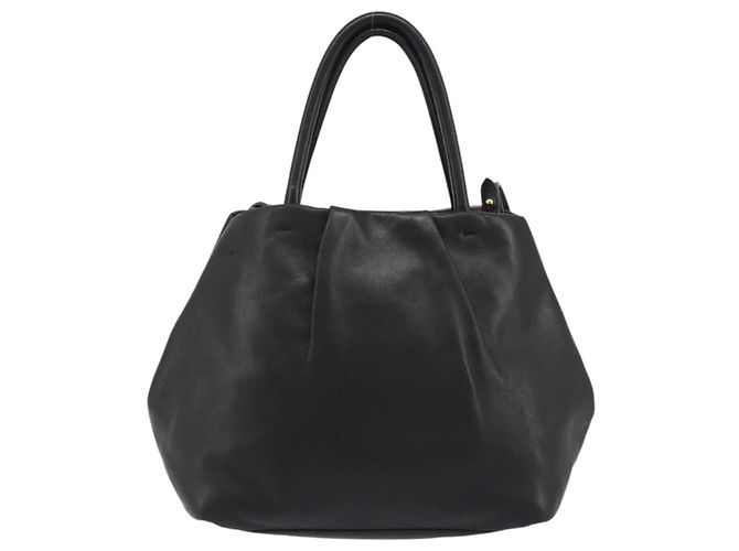 Borsa a mano PRADA Ribbon in pelle 2way Nero Oro Auth 193358A D'oro - vista 2