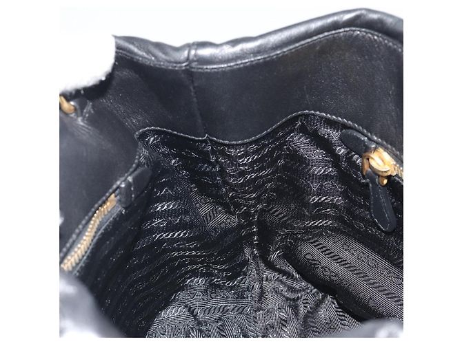 Borsa a mano PRADA Ribbon in pelle 2way Nero Oro Auth 193358A D'oro - vista 21