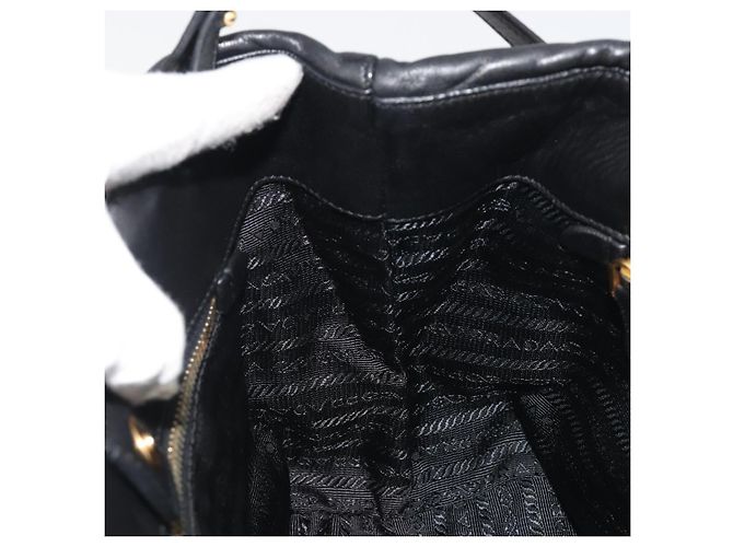 Borsa a mano PRADA Ribbon in pelle 2way Nero Oro Auth 193358A D'oro - vista 22