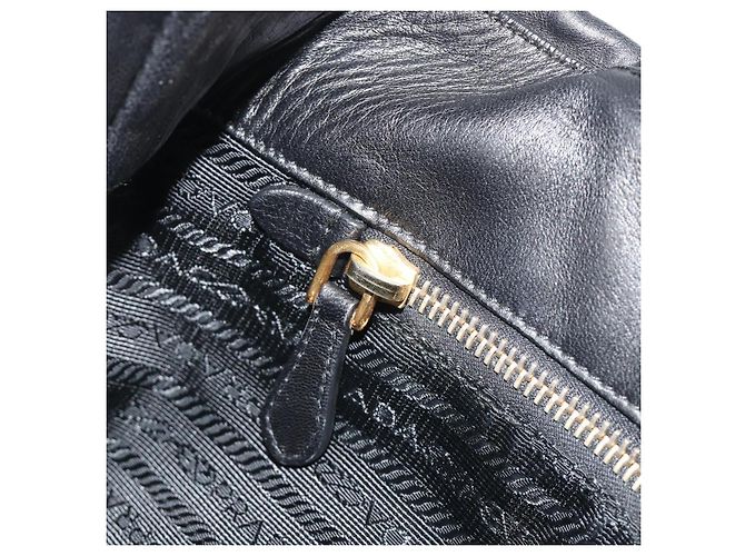 Borsa a mano PRADA Ribbon in pelle 2way Nero Oro Auth 193358A D'oro - vista 23