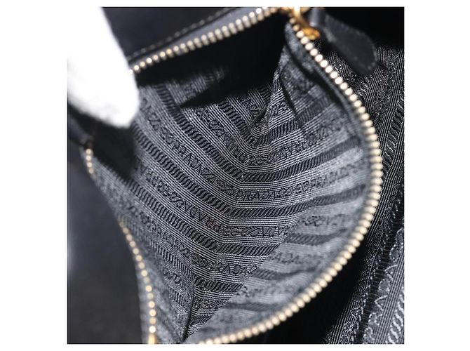 Borsa a mano PRADA Ribbon in pelle 2way Nero Oro Auth 193358A D'oro - vista 25