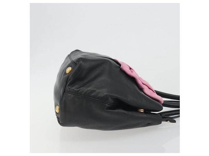 Borsa a mano PRADA Ribbon in pelle 2way Nero Oro Auth 193358A D'oro - vista 3