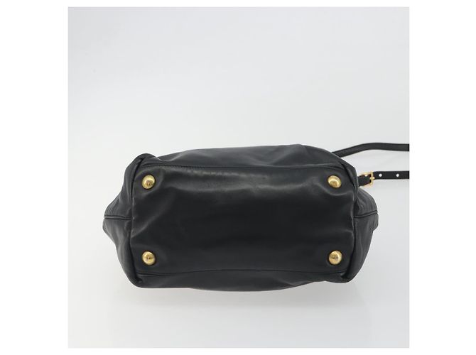 Borsa a mano PRADA Ribbon in pelle 2way Nero Oro Auth 193358A D'oro - vista 5