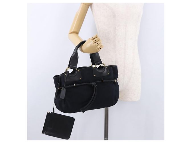 Borsa a mano GUCCI Canvas Black Gold Tone 95168 Auth ka5531 Nero - vista 24