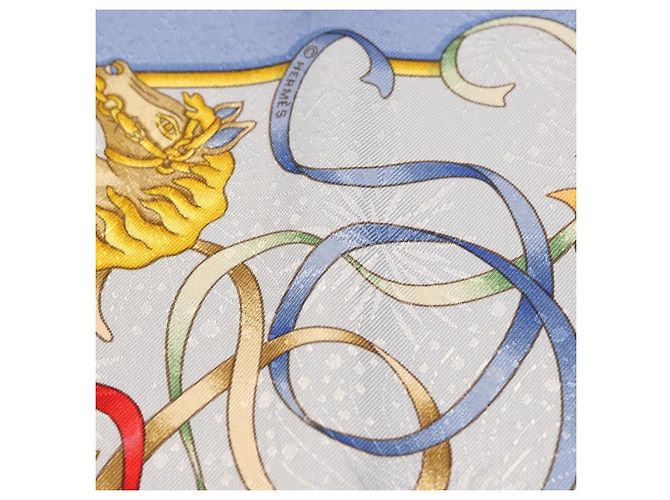 Hermès Foulard HERMES Carre 90 Seta Blu Auth 193599M - vista 11