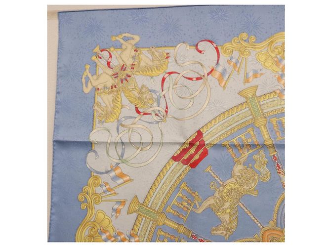 Hermès Foulard HERMES Carre 90 Seta Blu Auth 193599M - vista 13