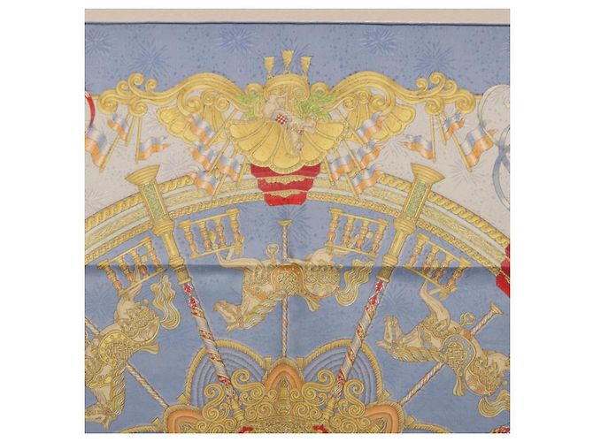 Hermès Foulard HERMES Carre 90 Seta Blu Auth 193599M - vista 14