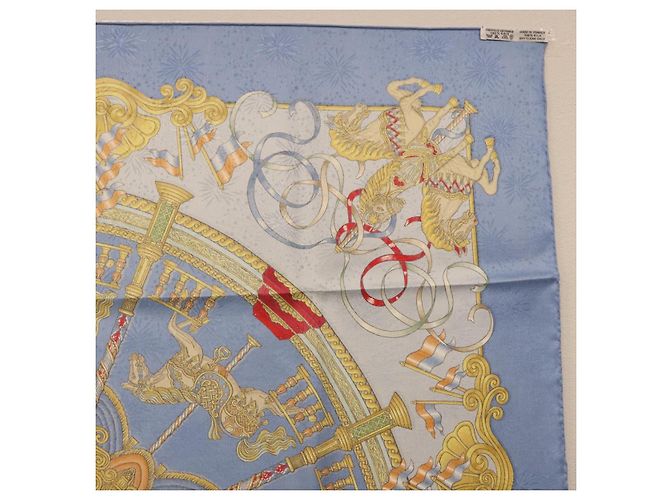 Hermès Foulard HERMES Carre 90 Seta Blu Auth 193599M - vista 15