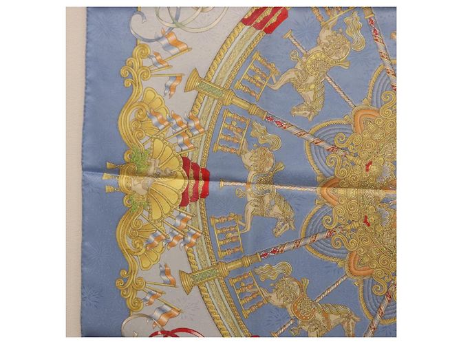 Hermès Foulard HERMES Carre 90 Seta Blu Auth 193599M - vista 16