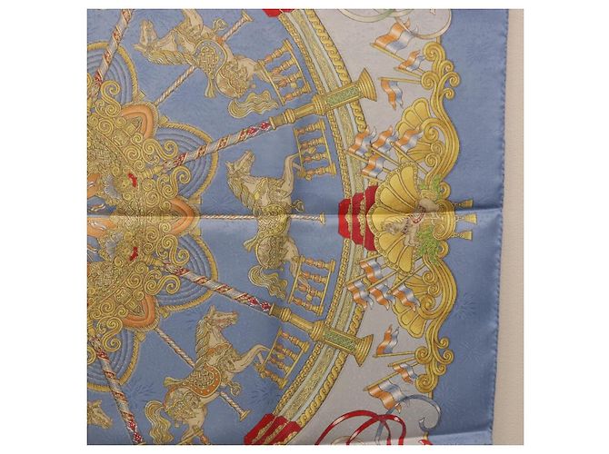 Hermès Foulard HERMES Carre 90 Seta Blu Auth 193599M - vista 18